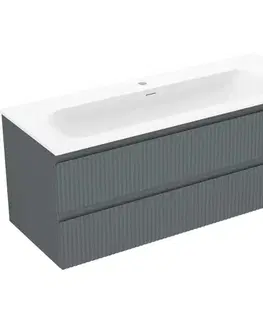 Kúpeľňový nábytok MEXEN/S - Rivel kúpeľňová skrinka 120 cm s umývadlom Vela, 2 zásuvky, reliéf, grafit mat/biela mat - 91A20-12047-2-BFF66-W23M 91A20-12047-2-BFF66-W23M01