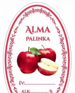 Samolepky na stenu Kinekus Samolepka na fľašu ALMA PÁLINKA/JABLKOVICA domáca červ. ovál 16ks etikiet HU