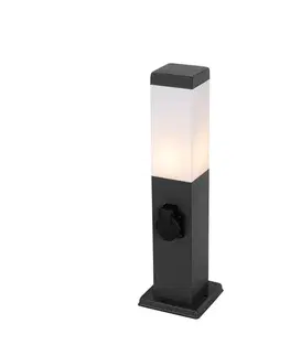 Zahradne stlpove lampy Vonkajšia lampa tmavosivá 45 cm so zásuvkou IP44 - Malios