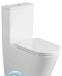 Záchody SAPHO - AVIS WC kombi, Vortex Rimless, spodný/zadný odpad, biela PC106V