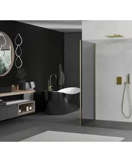 Sprchové dvere MEXEN/S - Kioto Sprchová zástena WALK-IN 110 x 75, transparent, zlatá kartáčovaná 800-110-212-55-00-075