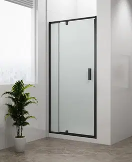 Sprchovacie kúty POLYSAN - EASY BLACK otočné sprchové dvere 880-1020, sklo BRICK EL1738B
