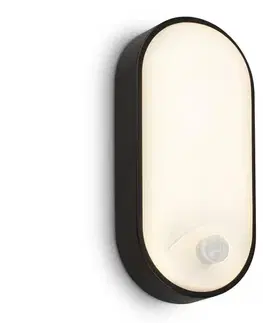 Záhradné lampy Brilo - LED vonkajšie nástenné svietidlo s pohybovým senzorom RUCH LED/12W/230V IP65 čierna 3830015