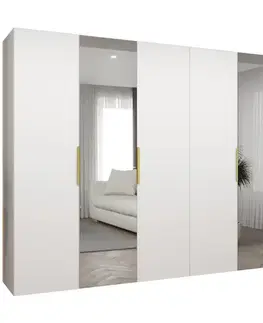 Šatníkové skrine Skriňa Marbella II 300 biela/zlatá