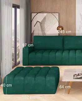 Sedacie súpravy NABBI Losta 3+1+1 rozkladacia sedacia súprava s úložným priestorom tmavozelená