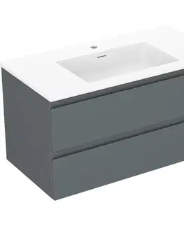 Kúpeľňový nábytok MEXEN/S - Orio kúpeľňová skrinka 90 cm s umývadlom Otis, 2 zásuvky, grafit mat/biela mat 91A10-09047-2-BFF66-W18M01