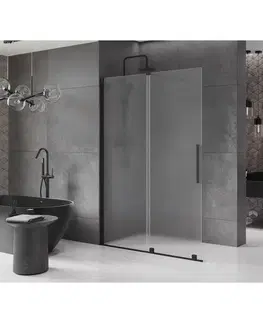 Sprchové dvere MEXEN/S - Velar Sprchová zástena posuvná Walk-in 130 x 200, dekor 8 mm, čierna 871-130-000-33-70