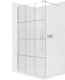 Sprchové dvere CERANO - Sprchová zástena Walk-in Onyx Cube Ľ/P - 8 mm - hranatá vzpera - chróm, industriálne sklo - 120x200 CER-8050BD487