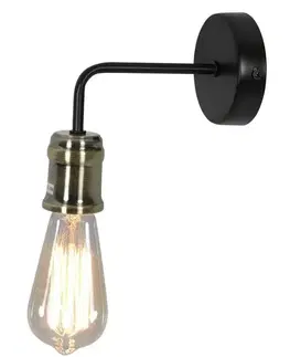 Nástenné svetlá Čierna/patinová nástenná lampa + žiarovka Goldie