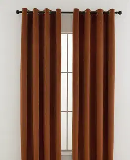 Závesy MKLozkoviny.sk Zamatové zatemňovacie závesy Cesar terakota - 140 x 160 cm (2ks) - krúžky