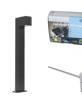 Zahradne stlpove lampy Priemyselné stojace vonkajšie svietidlo čierne 65 cm IP44 - Baleno