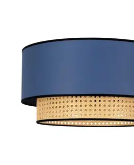 Svietidlá  - Stropné svietidlo BOHO 1xE27/15W/230V pr. 45 cm modrá/ratan 84359
