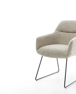 Jedálenské stoličky DELIFE Jedálenská stolička Pejo-Flex tkanina mäkký béžová tenká podstava čierna vrecková pružina