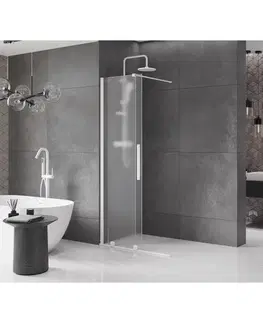 Sprchové dvere MEXEN/S - Velar Sprchová zástena posuvná Walk-in 80 x 200, dekor 8 mm, biela 871-080-000-33-20