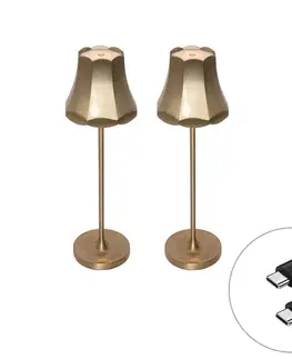 Lampy Sada 2 retro stolových lamp ružové zlato nabíjateľné IP44 - Granny