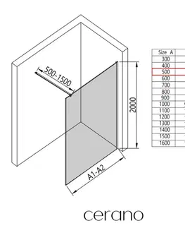 Sprchové dvere CERANO - Sprchová zástena Walk-in Onyx Cube Ľ/P - 8 mm - hranatá vzpera - čierna matná, bronzové sklo - 50x200 CER-686533