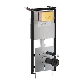 Záchody OMNIRES - Set: STRONGFRAME podomietkový rám + STEEL-R45 splachovacie tlačidlo, zlato brúsené STFWC1R45-RGLB