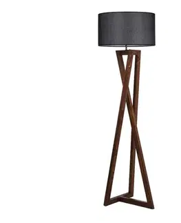 Lampy  Stojacia lampa MACKA 1xE27/60W/230V čierna/hnedá 534LUN2155