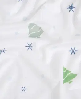 Dekoračné obliečky MKLozkoviny.sk Vianočná obliečka na vankúšik Velvet 40 × 40 cm - Vločky a stromčeky biely-  -