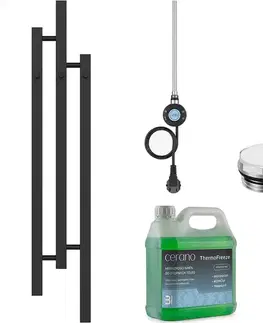Doplnky do kúpeľne CERANO - Kúpeľňový elektrický radiátorový set Fabiano - WIFI - 300W - čierna matná - 1200x220 mm CER-549452