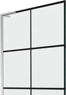 Sprchové dvere MEXEN/S - Next L vaňová zástena FIX 90 x 150, čierna vzor, chróm 895-090-000-03-77-01