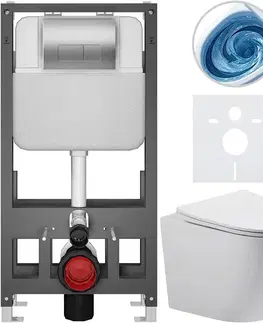 Záchody CERANO - Kompletný WC set Basic/Cesso - biela matná - WC tlačidlo Modulo/Strieborná - voľne stojaca - predstenová inštalácia - 49x36 CER-8050BD86192