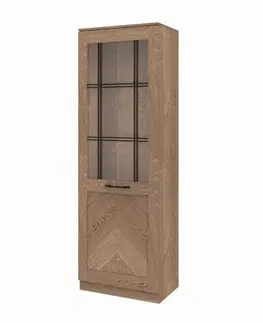 Vitríny Vitrína z masívu ZYCO 10 s LED, dub rustical