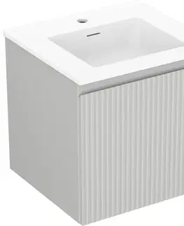 Kúpeľňový nábytok MEXEN/S - Rivel kúpeľňová skrinka 50 cm s umývadlom Otis, 1 šuplík, reliéf, šedá mat/biela mat 91A20-05047-1-BF62-W18M01