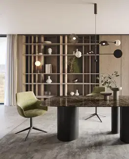 Jedálenské stoly DELIFE Jedálenský stôl Edge oválny 200x100 keramika Laminam® Emperador Extra Lucidato tmavohnedá Troa kov čierna