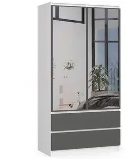 Šatníkové skrine Šatníková skriňa SPACE90, biela / grafit