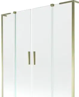 Sprchové dvere MEXEN/S - Velar L Duo dvojkrídlová posuvná vaňová zástena 160 x 150, transparent, zlatá 896-160-003-02-50