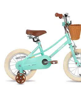 Bicykle Detský bicykel Joystar Retro 14" s košíkom • 92-120 cm mentolová