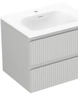 Kúpeľňový nábytok MEXEN/S - Rivel kúpeľňová skrinka 60 cm s umývadlom Vela, 2 zásuvky, reliéf, šedá mat/biela mat 91A20-06047-2-BFF62-W23M01