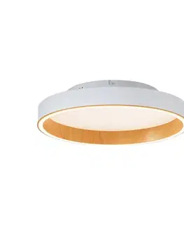 Stropné osvetlenie Dizajnové stropné svietidlo biele s drevom 40 cm vrátane LED 3-stupňového spínača - Ingo