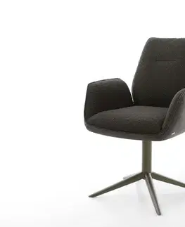 Jedálenské stoličky DELIFE Jedálenská stolička Zoa-Flex zmiešané materiály čierna krížová podstava titánová farba 360° otočný hojdacia funkcia vrecková pružina