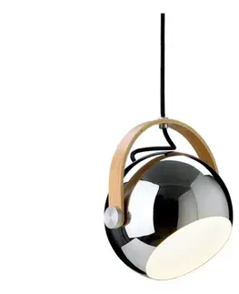 Svietidlá Halo Design 734443 - Závesný luster na lanku DC 1xE27/40W/230V priemer 18 cm lesklý chróm/dub 734443