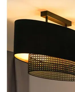 Svietidlá  - Prisadený luster DOUBLE OVAL RATTAN 2xE27/15W/230V čierna/ratan 604581