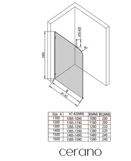Sprchové dvere CERANO - Sprchová zástena Walk-in Orbis Top Round - Ľavá - 8 mm - guľatá vzpera - chróm, mliečne sklo - 110x200 CER-682312