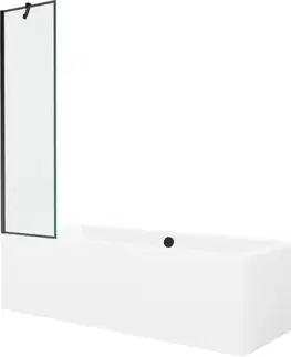 Sprchové dvere MEXEN/S - Cube obdĺžniková vaňa 180 x 80 cm s panelom + vaňová zástena 50, čierna vzor 550518080X9505007070