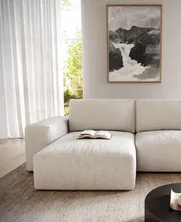 Rohové sedacie súpravy DELIFE Rohová pohovka Lanzo L 260x160 cm bouclé bielo-krémová ležadlo variabilné