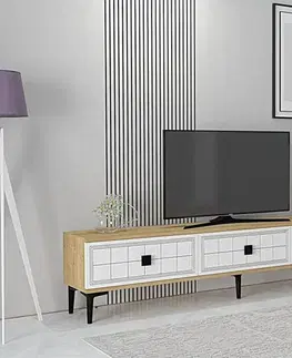 TV stolíky TV stolík Yuka 180 - Sapphire Oak, White