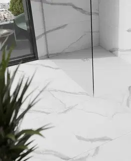 Vane MEXEN/S - Stone+ obdĺžniková sprchová vanička 110 x 80, biela, mriežka biela 44108011-W