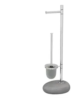 Svietidlá WENKO 19494100 - WC kefa PEBBLE STONE 23,5x70 cm lesk. chróm/šedá/satinovaný 19494100