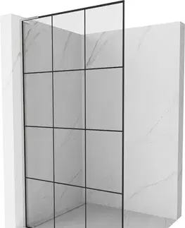 Sprchové dvere MEXEN/S - Kioto L Sprchová zástena WALK-IN 100 x 200, čierny vzor, nikel kefovaná 800-100-103-97-77