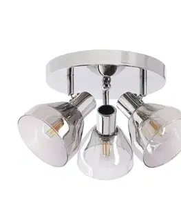 Stropná svetla GRAZIA lampa sufitowa plafon chromowy 3x40W E14 klosz dymiony