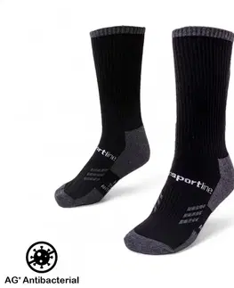 Pánske ponožky Merino vyššie ponožky inSPORTline Meritic Crew AG+ antibakteriálne čierno-šedá - 35-38