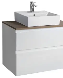 Kúpeľňový nábytok AQUALINE - ALTAIR Nábytková zostava do kúpeľne, šírka 78,1 cm, biela/dub emporio AI280-01