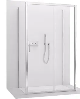 Sprchovacie kúty CERANO - Trojstenný sprchovací kút Varone LINE UL/P - 6 mm - chróm, transparentné sklo - 150x80x195 - posuvný CER-DY505-90147