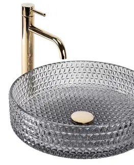 Umývadlá REA - Umývadlo na dosku Cristal Grey 39 nikl Ring REA-U8880