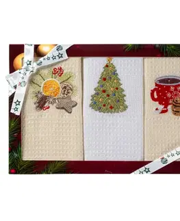 Bytový textil Kuchynské utierky kpl. 3 ks 50x70 cm krémový/biely
